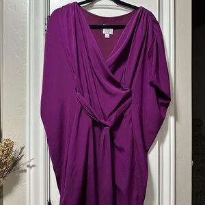 Suzi Chin Purple Batwing Draped Dress